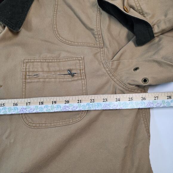 Vintage LL BEAN Tan Chore Jacket XL Canvas Barn Coat Removable Plaid Lining - Picture 16 of 16